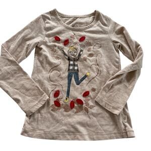 Maggie & Zoe Girls' Oatmeal Long Sleeve Fall Tee - Size 4
